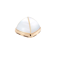  화이트 마더 오브 펄 카보숑, 18K 옐로 골드