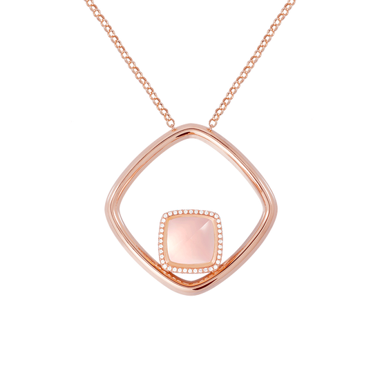 Pink quartz Pain de Sucre necklace