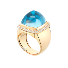 빵드 쉬크르 스위스 블루 토파즈  옐로 골드 링