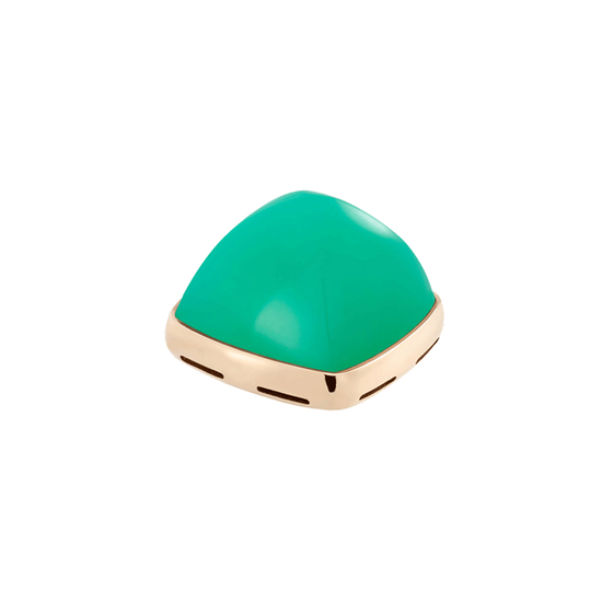 Chrysoprase and 18k yellow gold cabochon