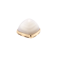 화이트 마더 오브 펄 카보숑, 18K 옐로 골드