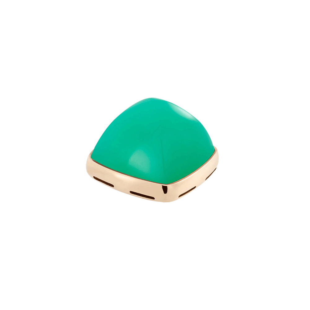 Chrysoprase and 18k yellow gold cabochon