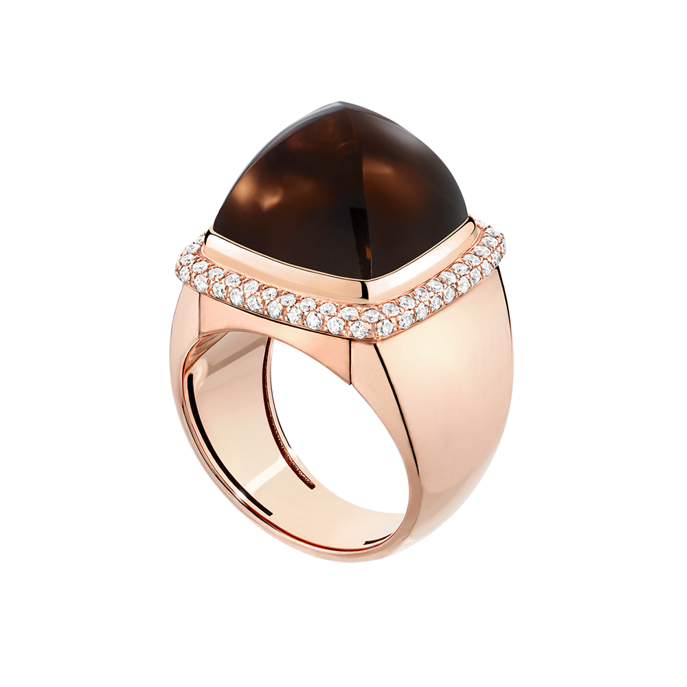 Bague Pain de Sucre quartz fum&eacute; 