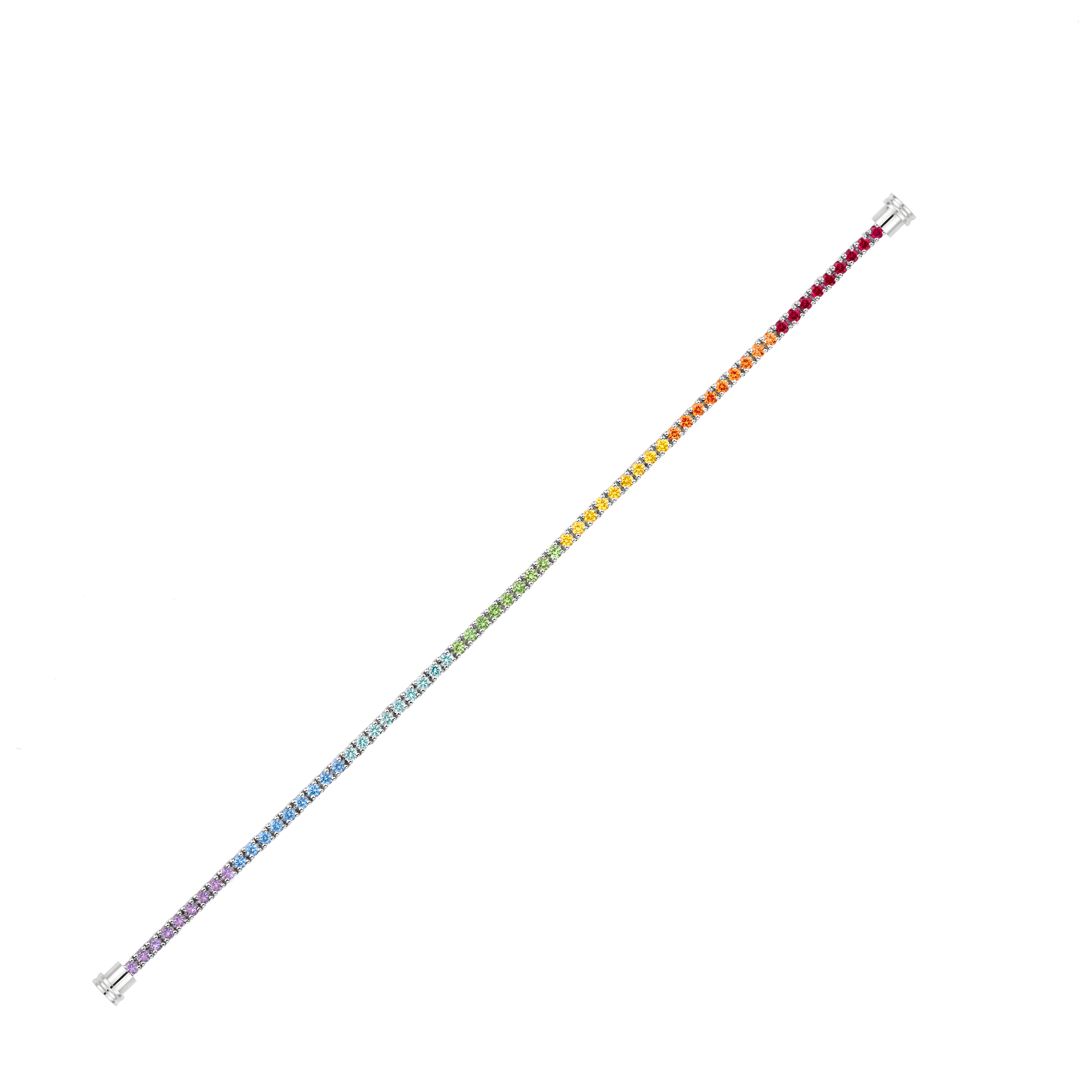 スチールケーブル カラーストーン＆18Kホワイトゴールド