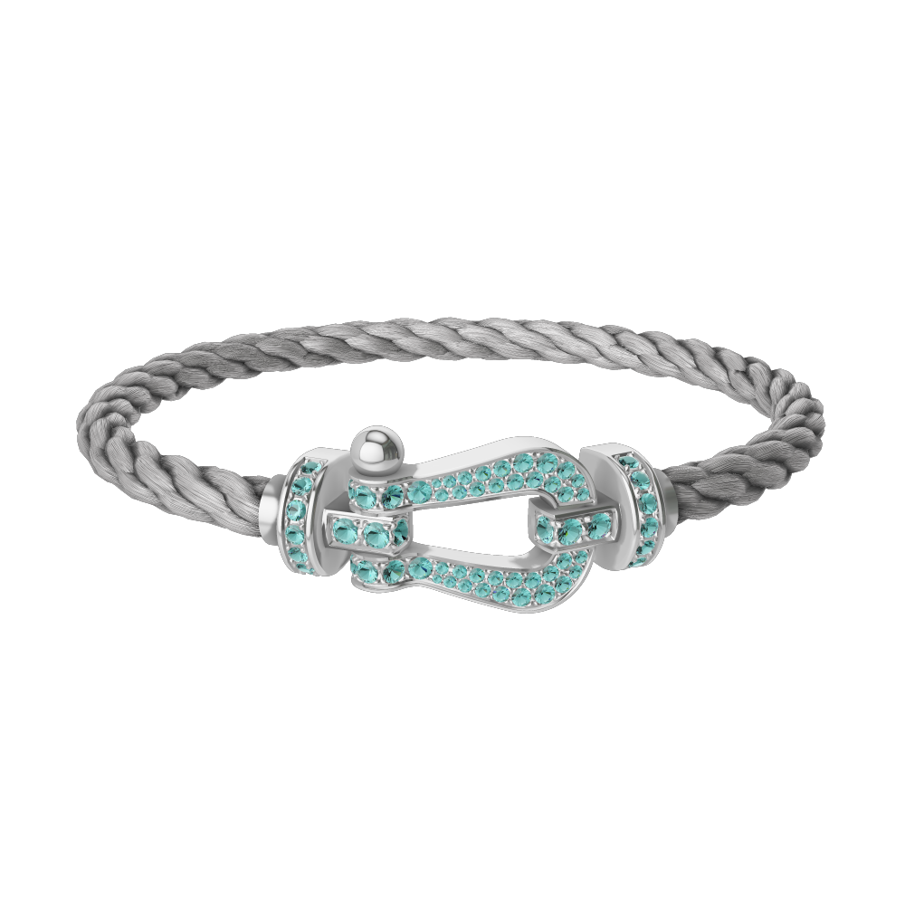 Bracelet Homme Manille Titane sur Cordon Gris - Bracelets Tendances