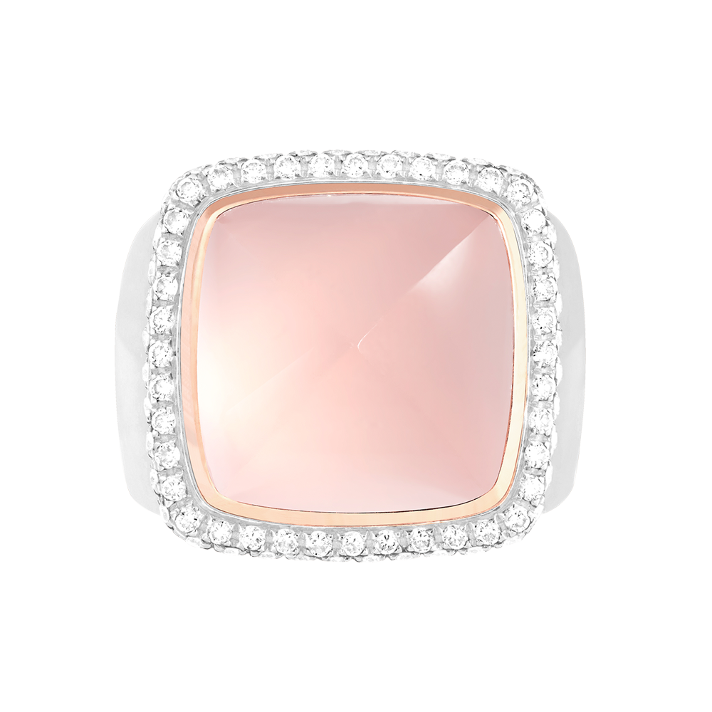 빵드 쉬크르 핑크 쿼츠  화이트 골드 링