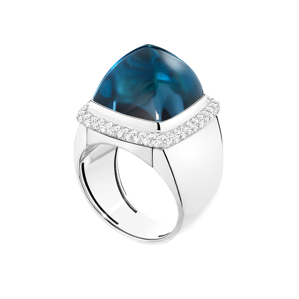 Blue london topaz Pain de Sucre ring