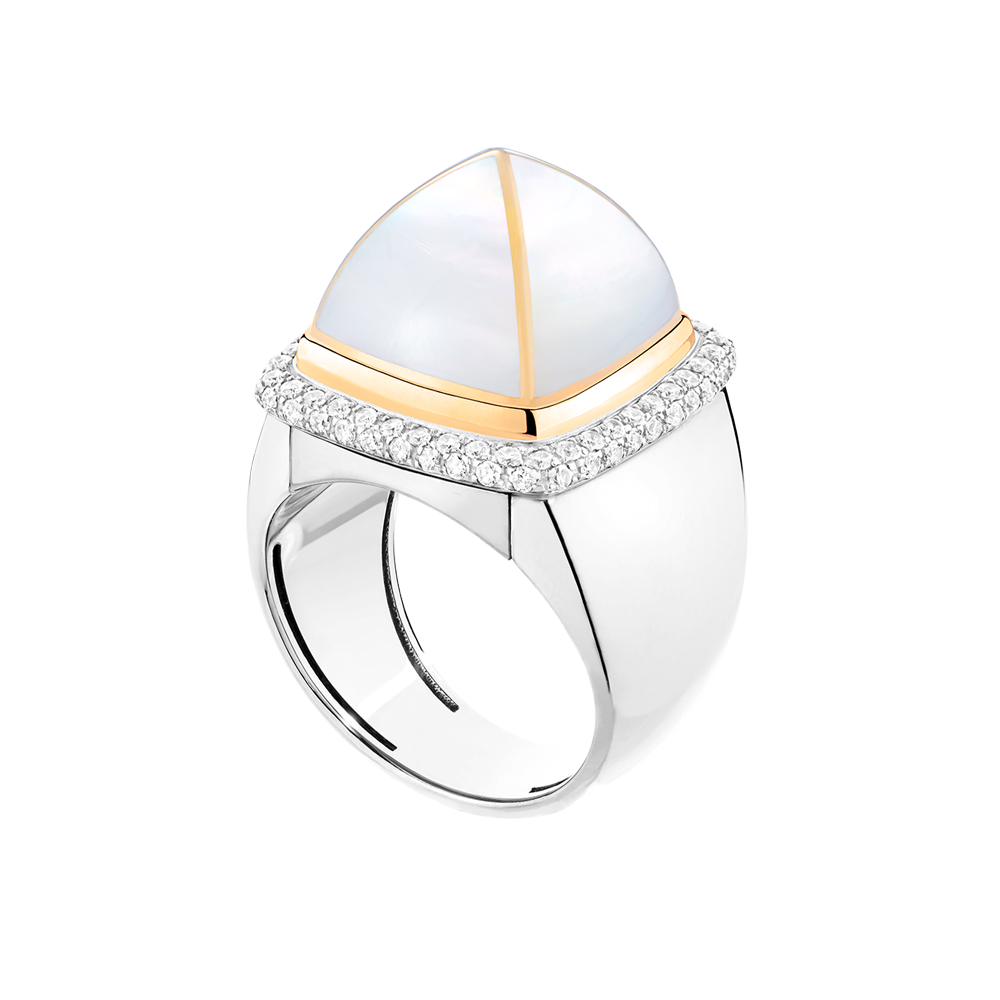 白色珍珠母贝 Pain de Sucre系列可替换宝石戒指