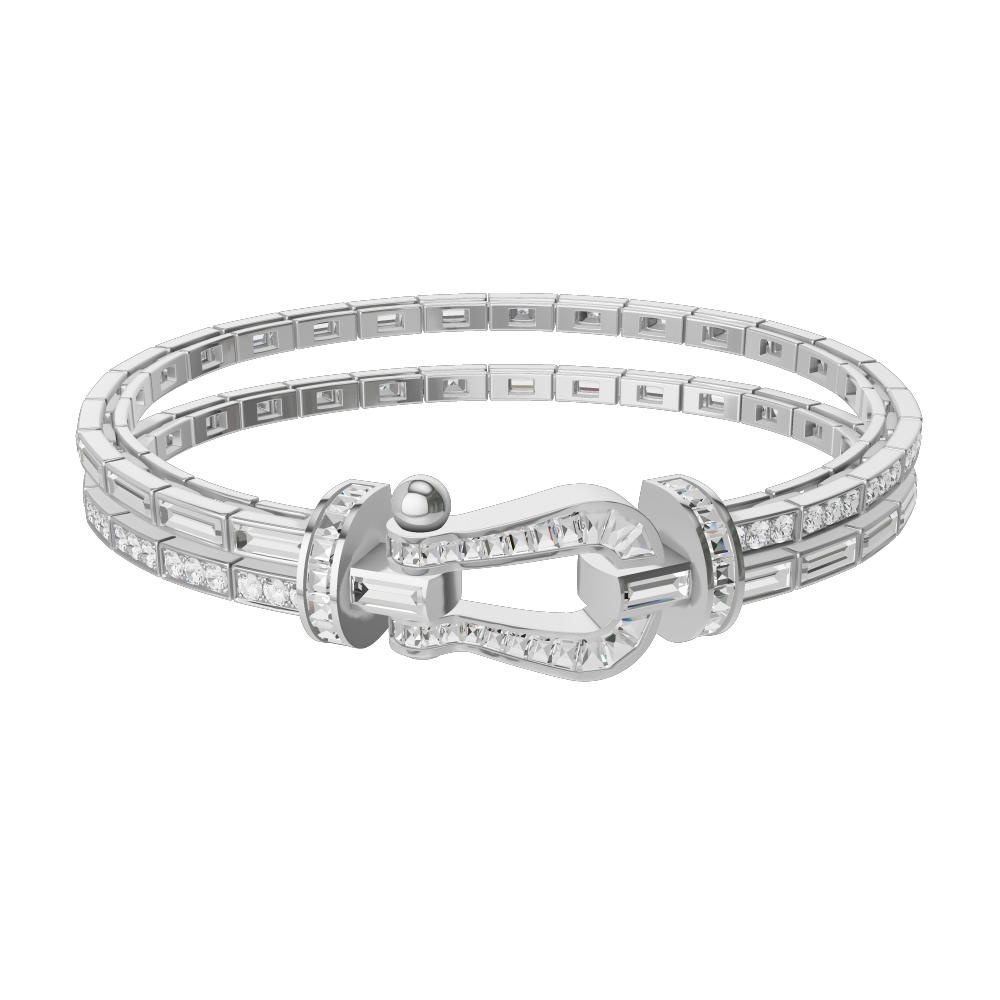 Force 10 bracelet 18k white gold and diamonds medium model - Fred