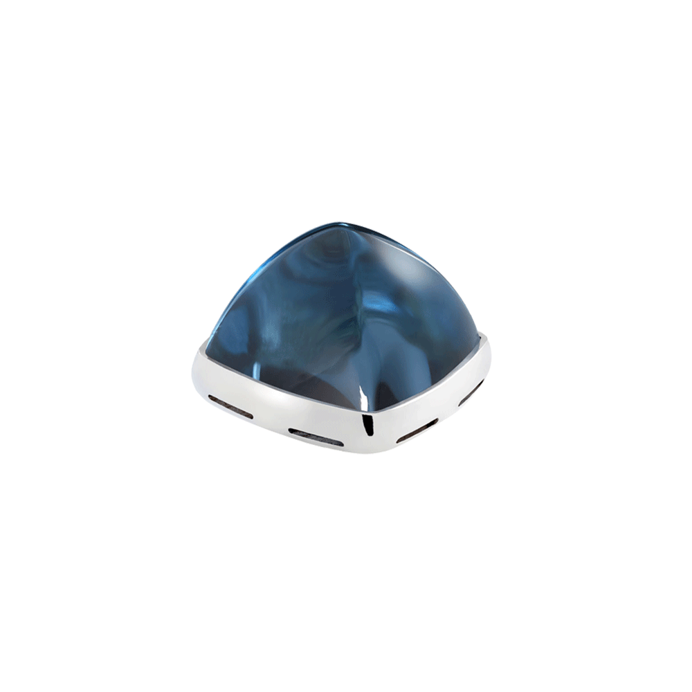 Blue London topaz and 18k white gold cabochon