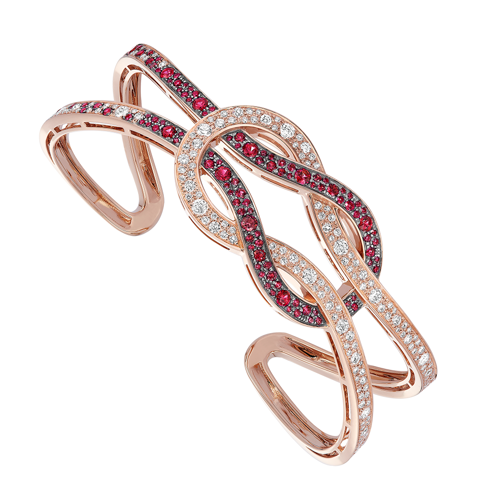 Chance Infinie bracelet 18k pink gold, diamonds and rubies - Fred ...
