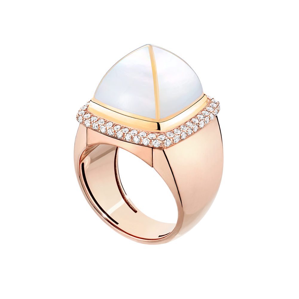 白色珍珠母贝 Pain de Sucre系列可替换宝石戒指