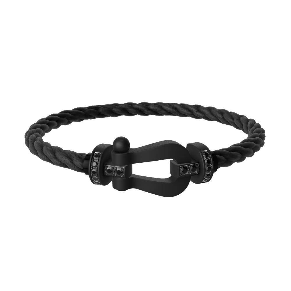 Bracelet Acier Pour Charms Medium Homme Cable Noir Fermoir