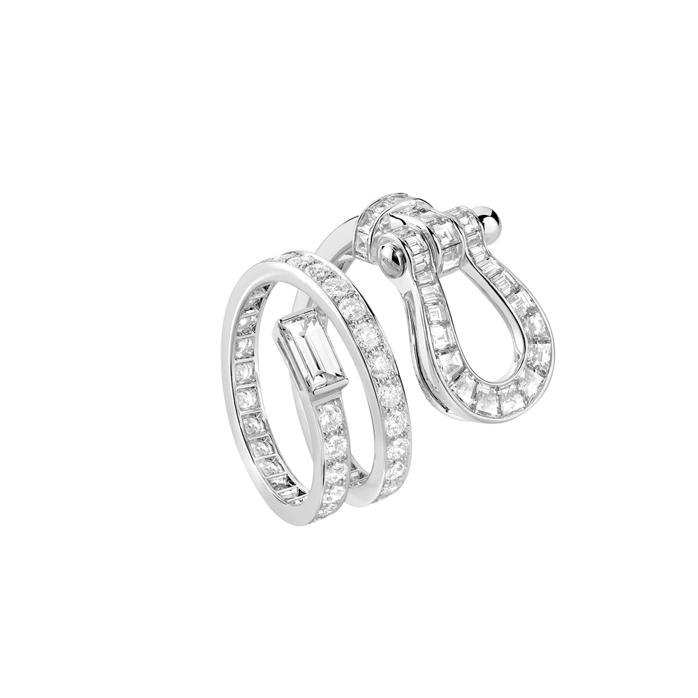 Sold at Auction: FRED, FRED ANNEAU FORCE 10 A 18K white gold and steel  ring by FRED. Signed FRED and numbered. Gross weight : 6,58 gr. Size : 52.