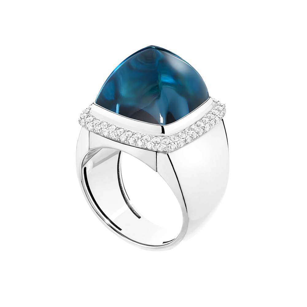 Blue london topaz Pain de Sucre ring