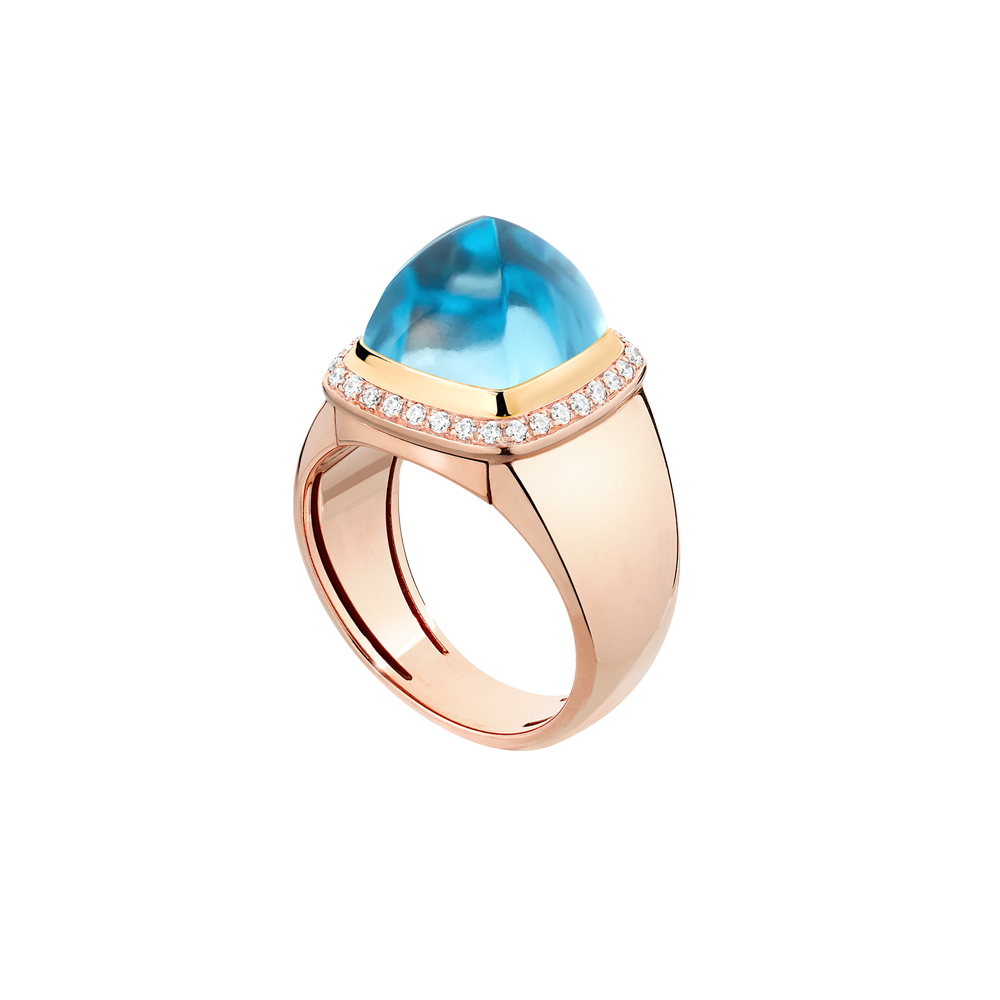 瑞士蓝托帕石 Pain de Sucre系列可替换宝石戒指