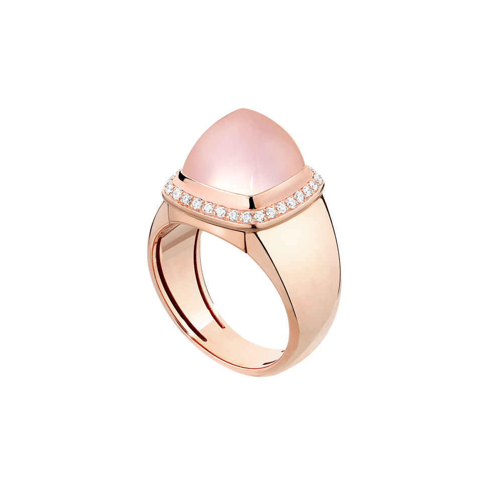 Pink quartz Pain de Sucre ring
