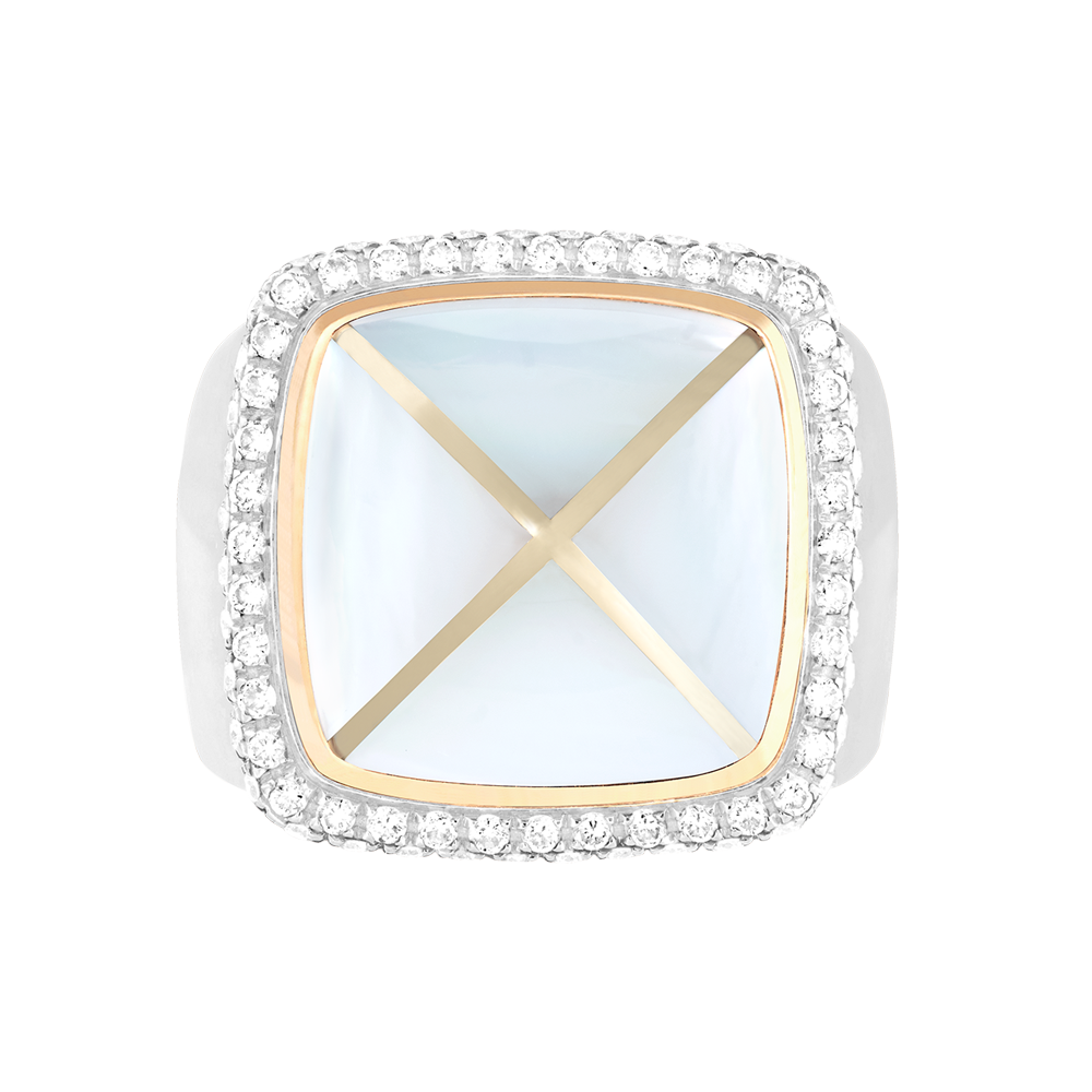 白色珍珠母贝 Pain de Sucre系列可替换宝石戒指