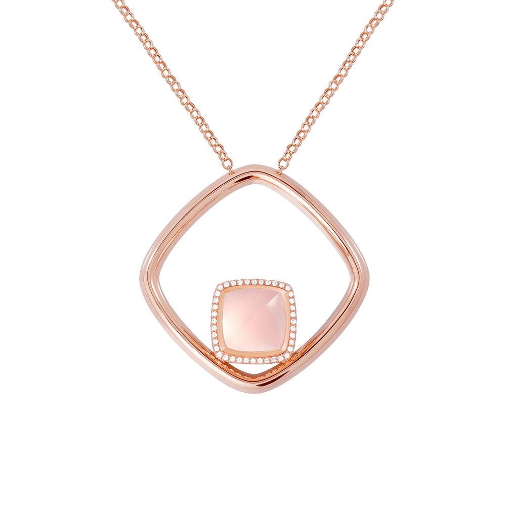 Pink quartz Pain de Sucre necklace