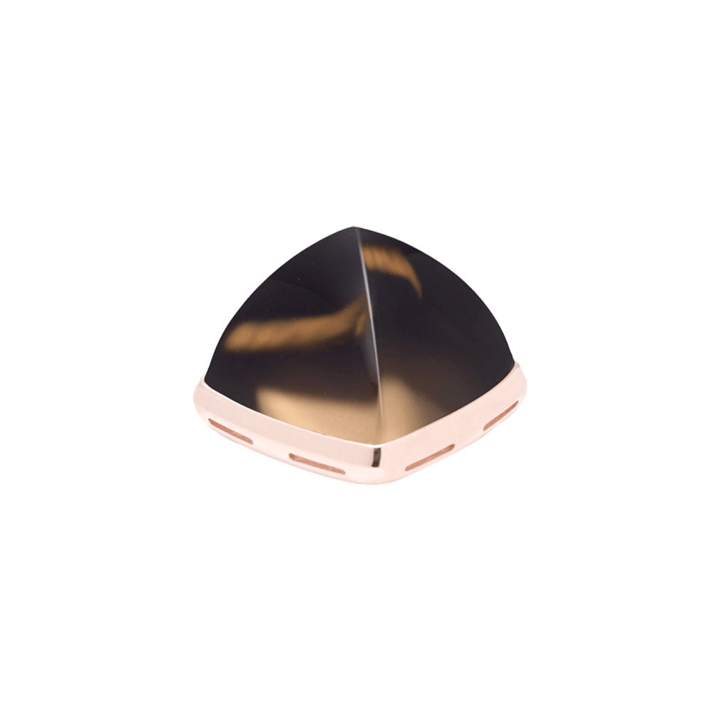 Smoky quartz and 18k pink gold cabochon