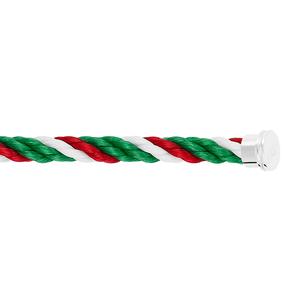 Green, white and red Emblem cable