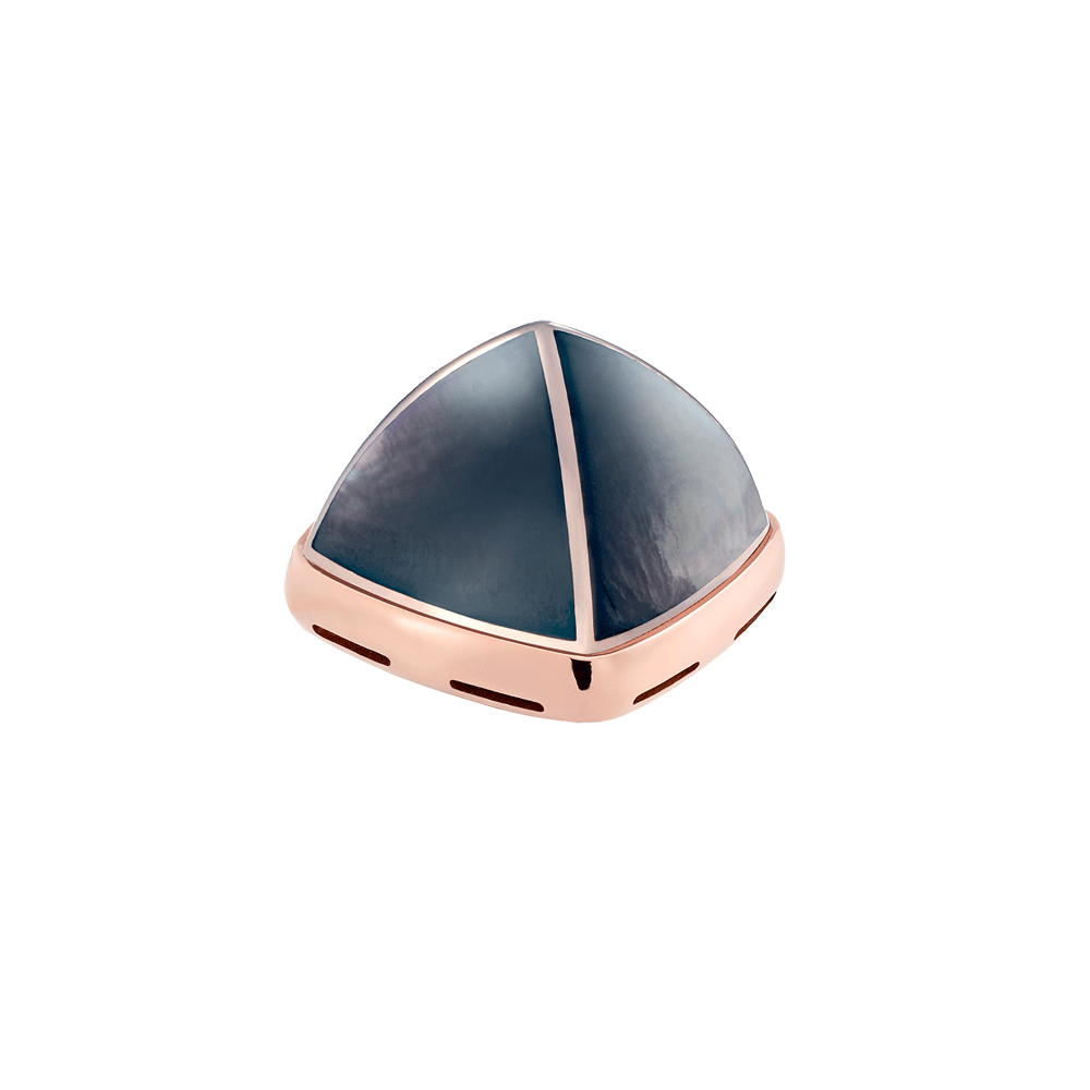 Grey mother-of-pearl and 18k pink gold cabochon