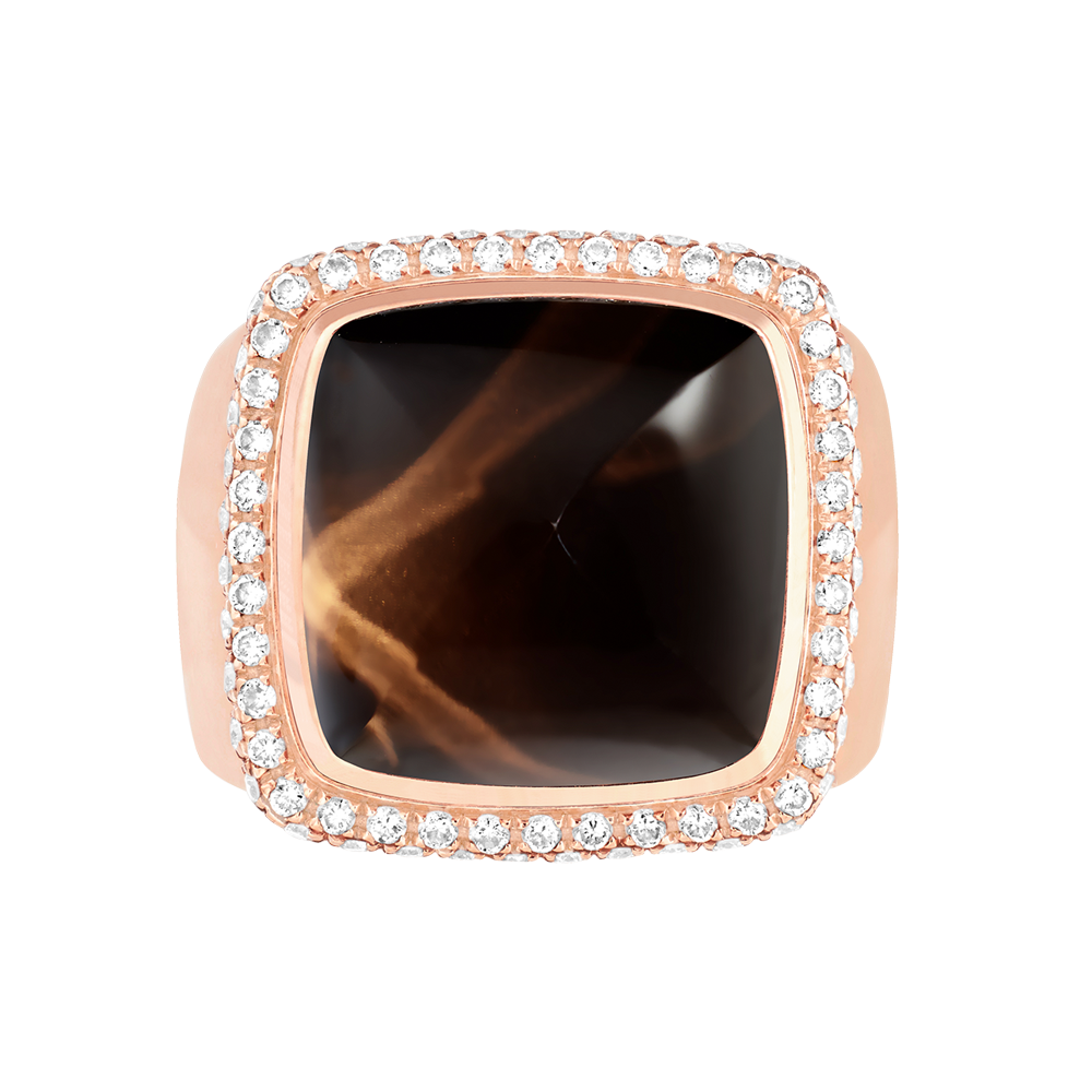 Bague Pain de Sucre quartz fum&eacute; 