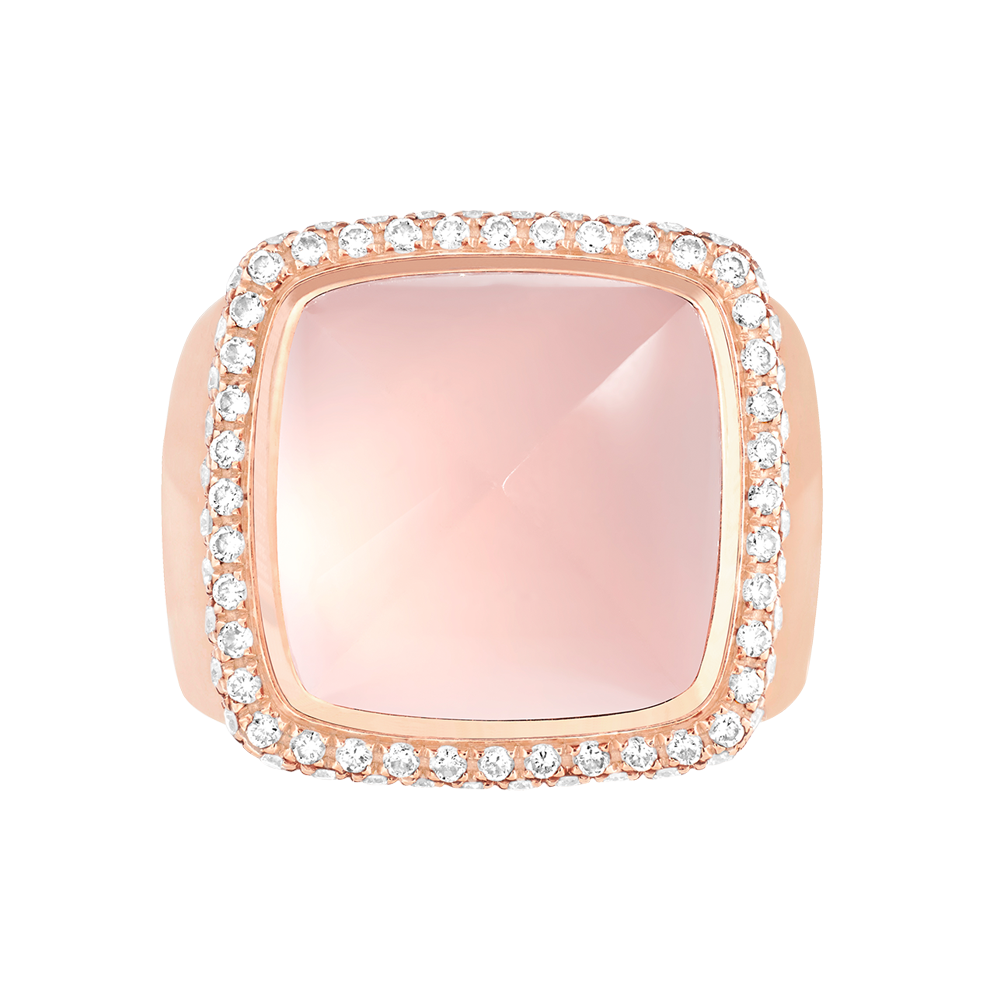 Pink quartz Pain de Sucre ring