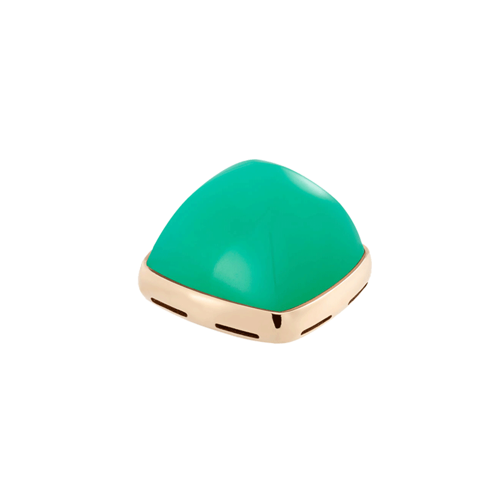 Chrysoprase and 18k yellow gold cabochon