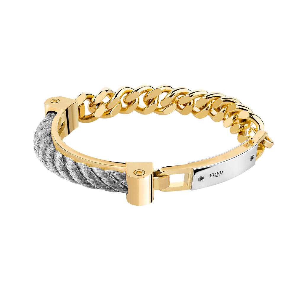 Men's bracelet type FRED in steel and 18 carat gold