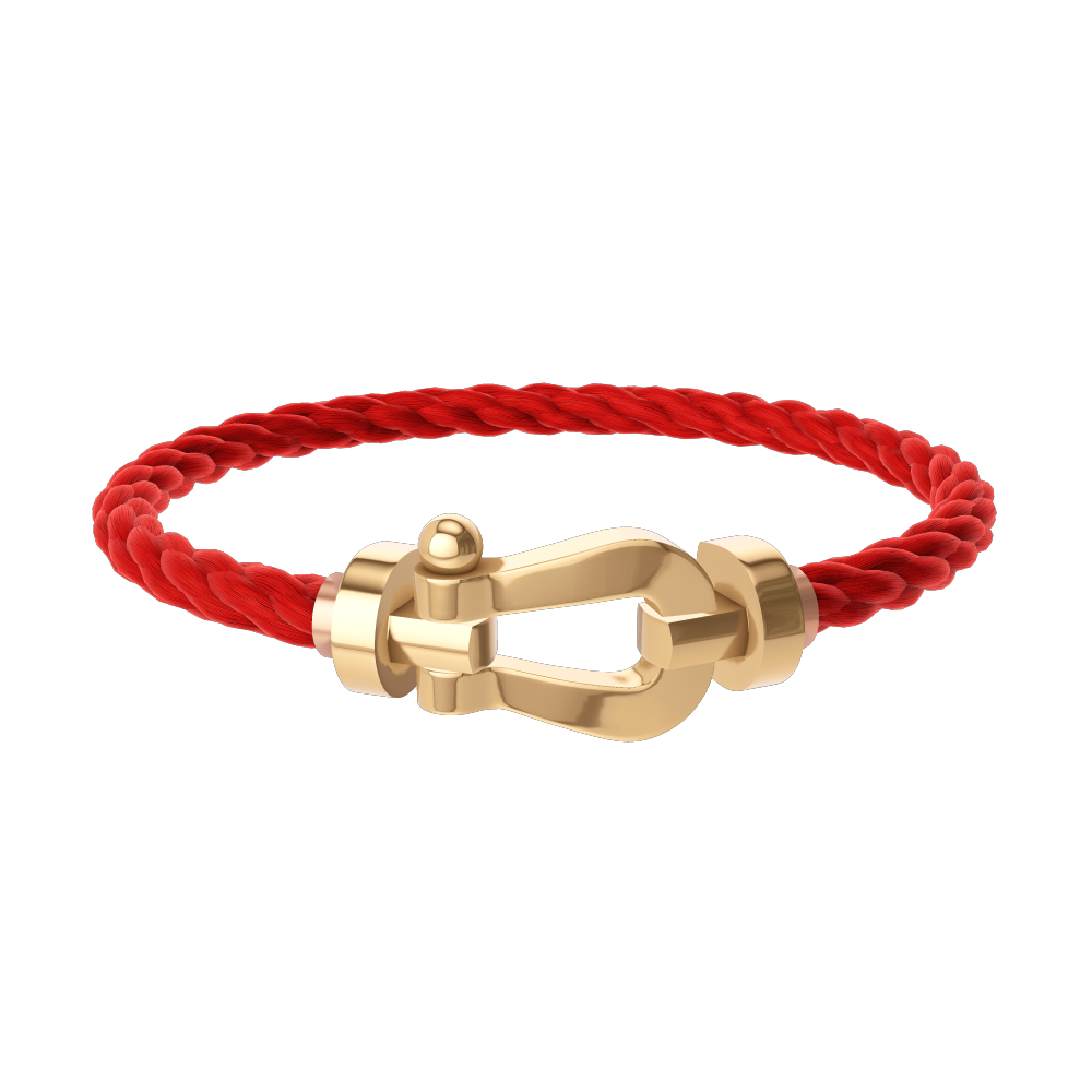 Fred Force 10 large model bracelet in yellow gold and red cable