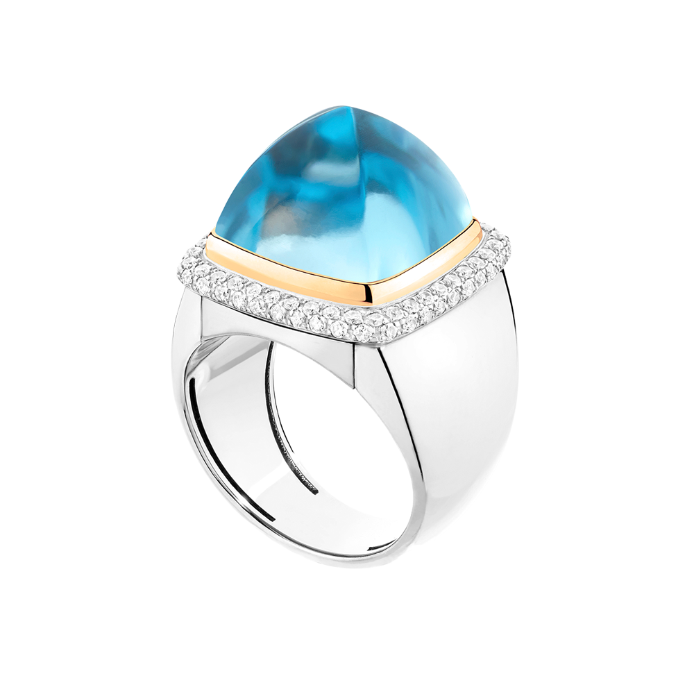 パン ドゥ スークル リング スイスブルートパーズ 18Kホワイト