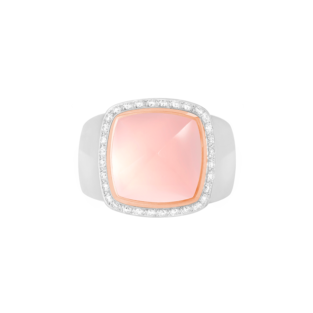 빵 드 쉬크르 핑크 쿼츠  화이트골드 링