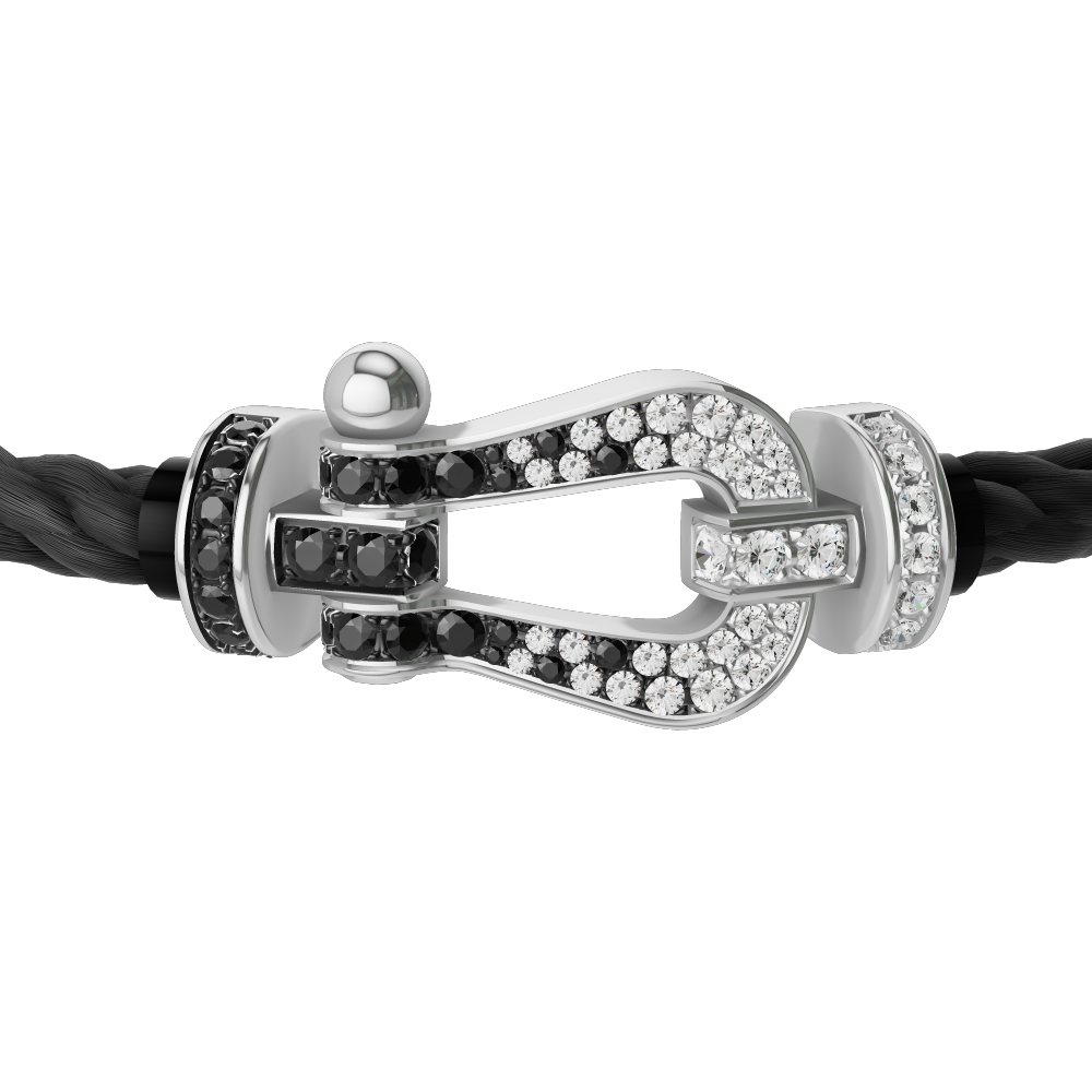 Bracelet Force 10 Grand modèle titane noir et diamants noirs - Fred Paris