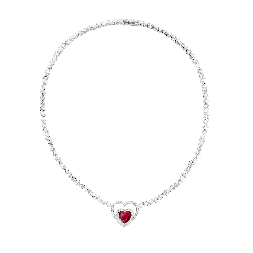 ★SENTIMENTS★ NO.270 NECKLACE Pretty Woman Audacious necklace 18k white gold, rubellites