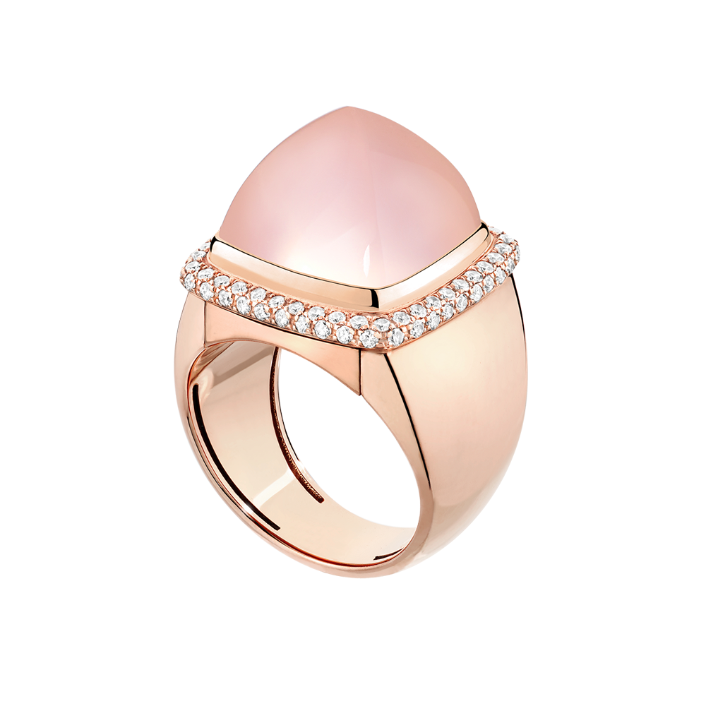 Pink quartz Pain de Sucre ring