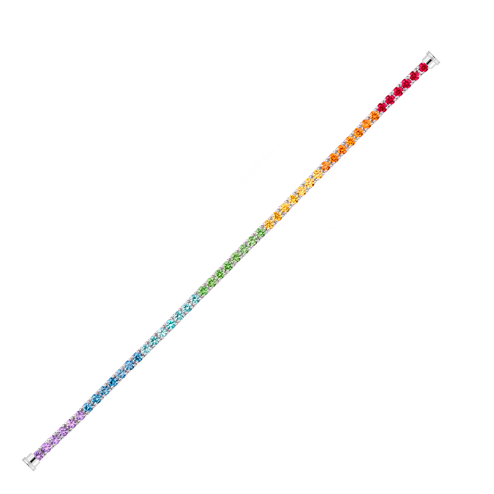 スチールケーブル カラーストーン＆18Kホワイトゴールド