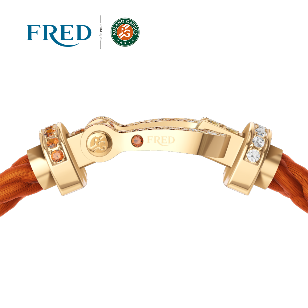 FRED Force 10 buckle for Roland-Garros - Large model 18K yellow gold  diamond paved and colored stones