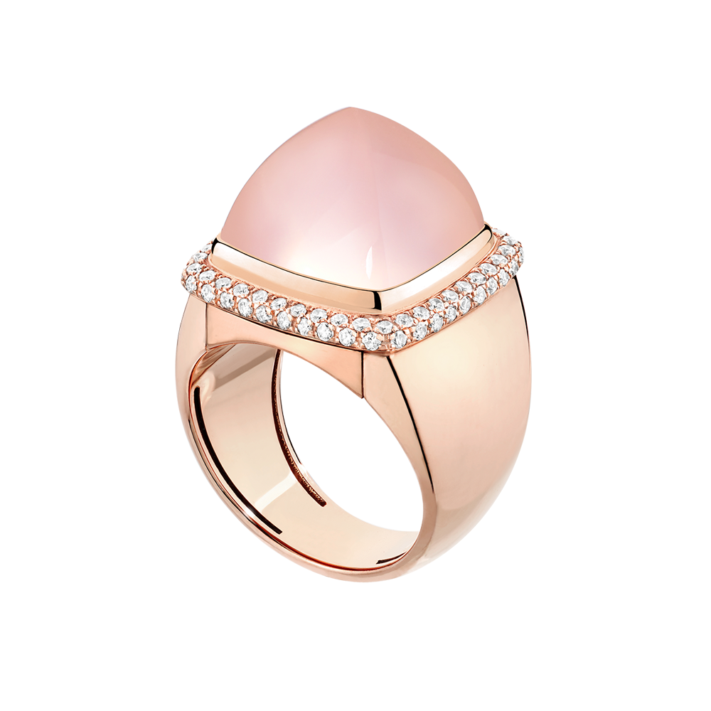 Pink quartz Pain de Sucre ring