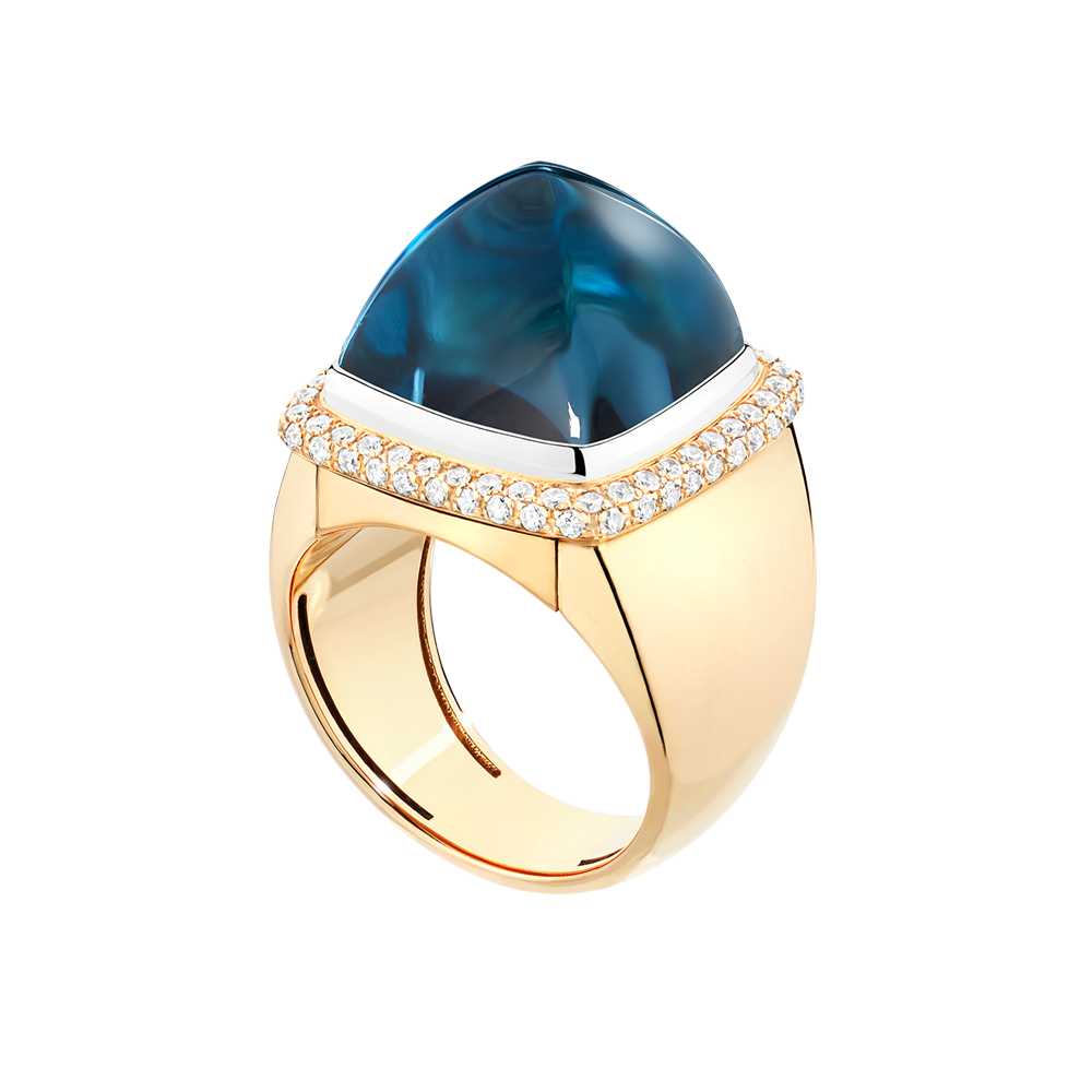 伦敦蓝托帕石 Pain de Sucre系列可替换宝石戒指