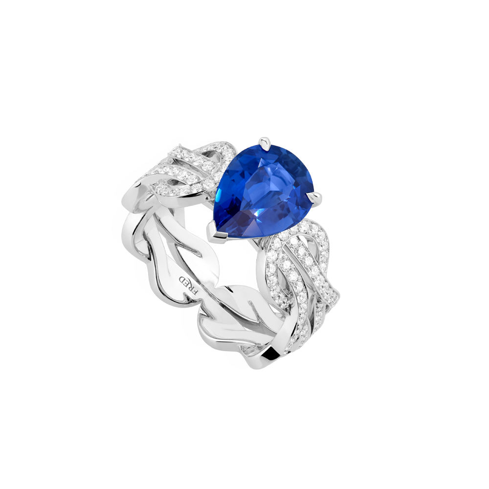 Bague Dame En Or Blanc Avec Diamants Et Saphir - Taille 52/53 - Occasion En Parfait état - Réf. N°169