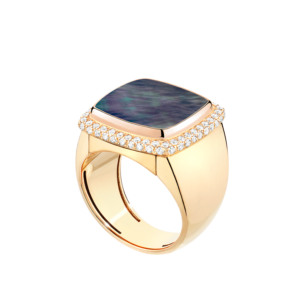 灰色珍珠母贝 Pain de Sucre系列可替换宝石戒指